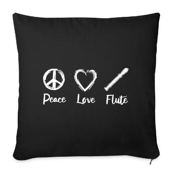Peace Love Flute - Sofakissenbezug 45 x 45 cm - Schwarz - Vorne