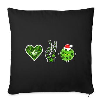 Love, Peace and Happiness / Merry Christmas - Sofakissenbezug 45 x 45 cm - Schwarz - Vorne