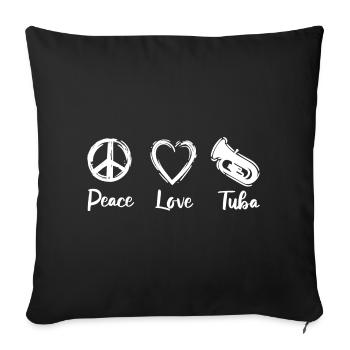 Tuba Paix Amour - Housse de coussin décorative 45 x 45 cm - noir - Devant