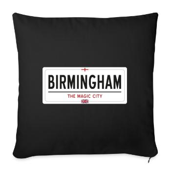 Panneau de nom de lieu de Birmingham - Housse de coussin décorative 45 x 45 cm - noir - Devant