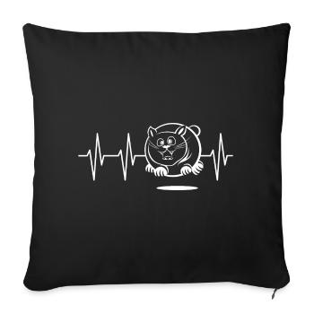 Pulse gros chat mouche drôle symbole rythme cardiaque - Housse de coussin décorative 45 x 45 cm - noir - Devant