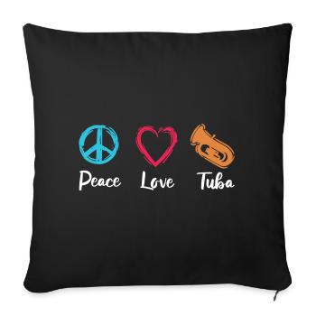 Tuba Paix Amour - Housse de coussin décorative 45 x 45 cm - noir - Devant