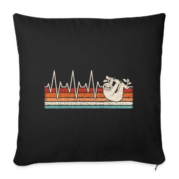 Sloth Heartbeat - Sofa pillowcase 17,3'' x 17,3'' (45 x 45 cm) - black - Front