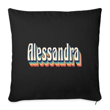 Alessandra T-Shirt Retro Vintage T-Shirt Geschenk - Sofakissenbezug 45 x 45 cm - Schwarz - Vorne