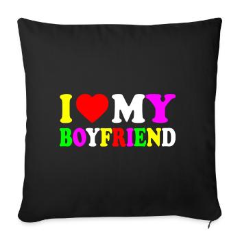 I love my boyfriend - Housse de coussin décorative 45 x 45 cm - noir - Devant