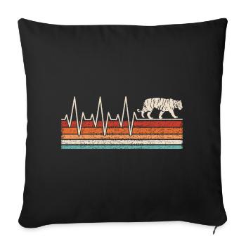 Tiger Heartbeat - Sofa pillowcase 17,3'' x 17,3'' (45 x 45 cm) - black - Front