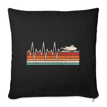 Snowmobile Heartbeat - Sofa pillowcase 17,3'' x 17,3'' (45 x 45 cm) - black - Front