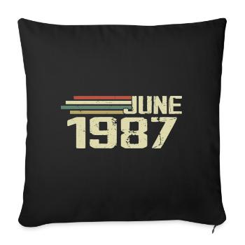 Juin 1987 Anniversaire Juin 1987 Juin 1987 Anniversaire - Housse de coussin décorative 45 x 45 cm - noir - Devant