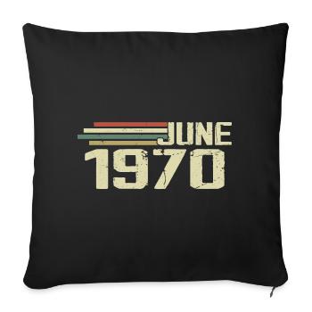 Juin 1970 Anniversaire Juin 1970 Juin 1970 Anniversaire - Housse de coussin décorative 45 x 45 cm - noir - Devant