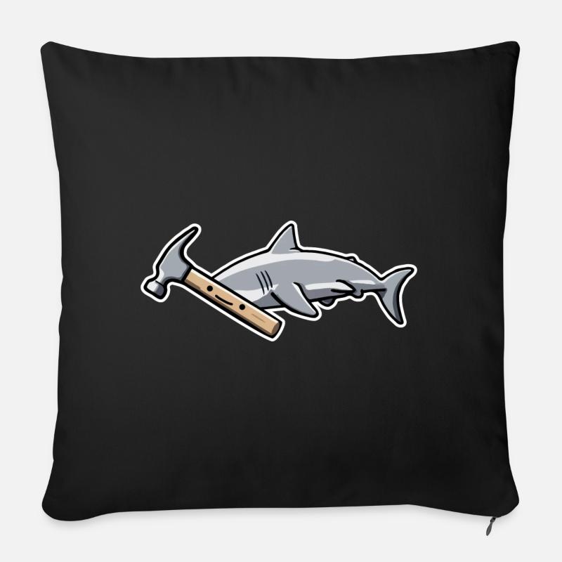 Requin marteau Requin cadeau requins requins marteau - Housse de coussin décorative 45 x 45 cm - noir