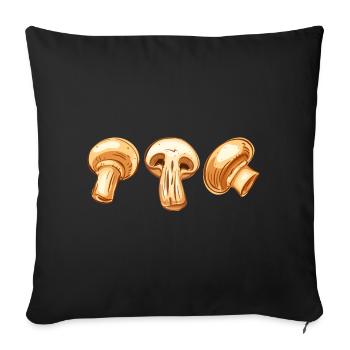 Drei braune Pilze die Champignons Pilze - Sofakissenbezug 45 x 45 cm - Schwarz - Vorne