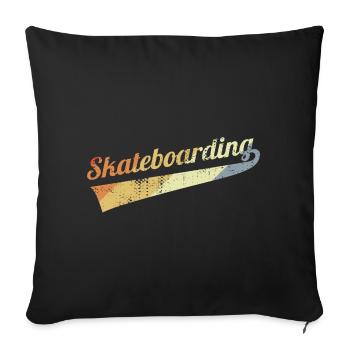 Skateboard rétro - Housse de coussin décorative 45 x 45 cm - noir - Devant
