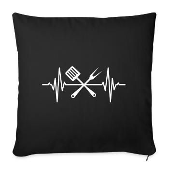 Cooking spoon heartbeat - Sofa pillowcase 17,3'' x 17,3'' (45 x 45 cm) - black - Front