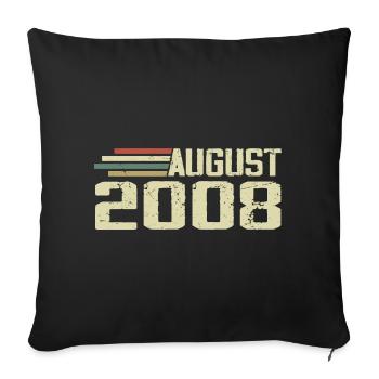 Né en août 2008 Anniversaire Millésime août 2008 - Housse de coussin décorative 45 x 45 cm - noir - Devant
