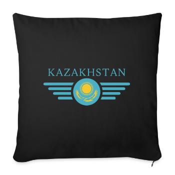 J’aime le Kazakhstan, T-shirt design de style élégance - Housse de coussin décorative 45 x 45 cm - noir - Devant