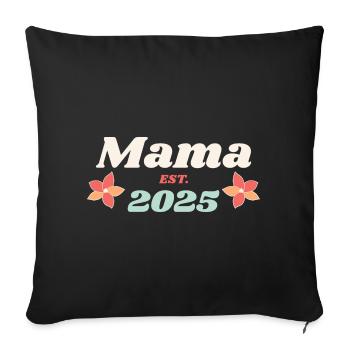 Mama Est 2025 Je vais être maman style rétro - Housse de coussin décorative 45 x 45 cm - noir - Devant