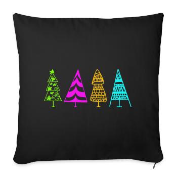 Illustration d’arbre de Noël coloré - Housse de coussin décorative 45 x 45 cm - noir - Devant
