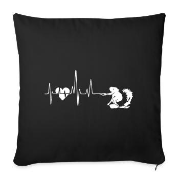 Wakeboarding Heartbeat - Sofa pillowcase 17,3'' x 17,3'' (45 x 45 cm) - black - Front