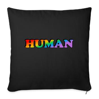 Human rainbow text LGBTQ pride - Sofa pillowcase 17,3'' x 17,3'' (45 x 45 cm) - black - Front