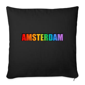 Gay Rainbow LGBT Pride d’Amsterdam - Housse de coussin décorative 45 x 45 cm - noir - Devant