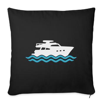 Yacht Silhouette Bateau à moteur - Housse de coussin décorative 45 x 45 cm - noir - Devant