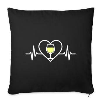 Vin Blanc Cœur - Housse de coussin décorative 45 x 45 cm - noir - Devant