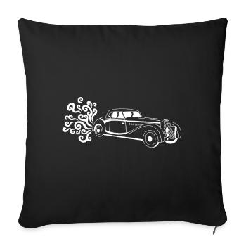 Voiture vintage blanche - Housse de coussin décorative 45 x 45 cm - noir - Devant