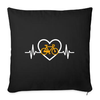 Cyclisme Cœur Vélo Sport Passion Route - Housse de coussin décorative 45 x 45 cm - noir - Devant