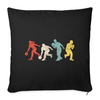 Dynamische Bowling Silhouetten in Farben - Sofakissenbezug 45 x 45 cm - Schwarz - Vorne