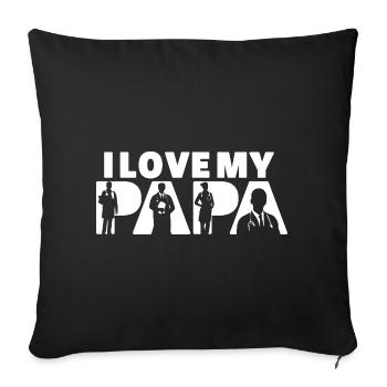J’aime mon papa médecin médecin père papa papa - Housse de coussin décorative 45 x 45 cm - noir - Devant
