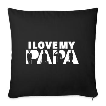 J’aime mon papa pilote aviation paternité pilote papa - Housse de coussin décorative 45 x 45 cm - noir - Devant
