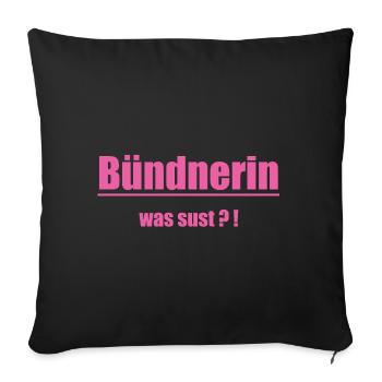 Femme des Grisonds. Quelle douceur ?! Texte rose - Housse de coussin décorative 45 x 45 cm - noir - Devant