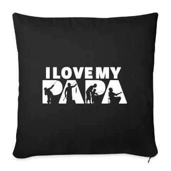 I Love My Papa Fishing Angler Silhouette - Sofa pillowcase 17,3'' x 17,3'' (45 x 45 cm) - black - Front