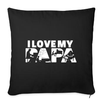 I Love My Papa Piano Player Musical Silhouette - Sofa pillowcase 17,3'' x 17,3'' (45 x 45 cm) - black - Front