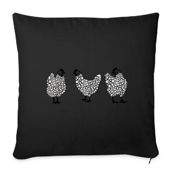 Fans de poulet - Coq - Coq - Poulet fleur - Bio - Housse de coussin décorative 45 x 45 cm - noir - Devant