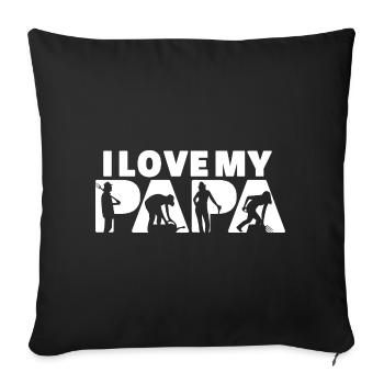 J’adore mon Papa jardinier d’entretien du sol - Housse de coussin décorative 45 x 45 cm - noir - Devant