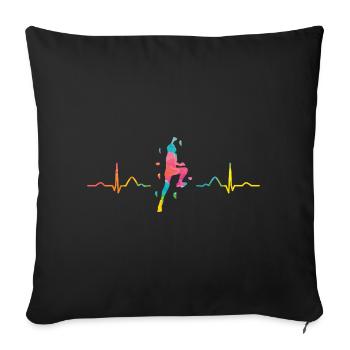 Boulderer Herzschlag Boulder Bouldern - Sofakissenbezug 45 x 45 cm - Schwarz - Vorne