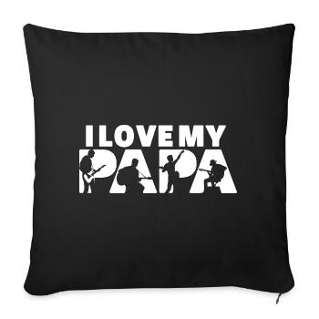 I Love My Papa Guitarist Musician Silhouette - Sofa pillowcase 17,3'' x 17,3'' (45 x 45 cm) - black - Front