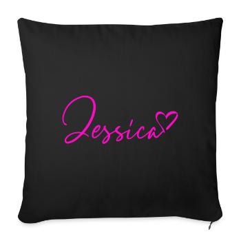 Jessica Signature Rose Néon - Housse de coussin décorative 45 x 45 cm - noir - Devant