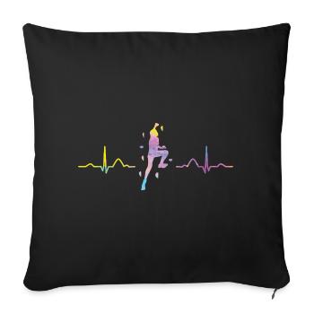 Boulderer heartbeat Bouldering Bouldering - Sofa pillowcase 17,3'' x 17,3'' (45 x 45 cm) - black - Front