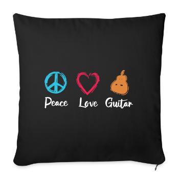 Peace Love Guitar - Sofa pillowcase 17,3'' x 17,3'' (45 x 45 cm) - black - Front