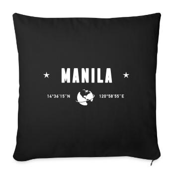 Manila Philippines Coordinates Planet Earth White - Sofa pillowcase 17,3'' x 17,3'' (45 x 45 cm) - black - Front