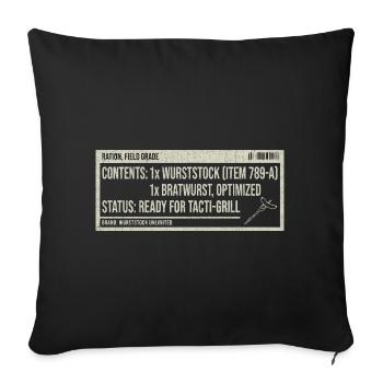Humour Bratwurst Label Vintage - Housse de coussin décorative 45 x 45 cm - noir - Devant