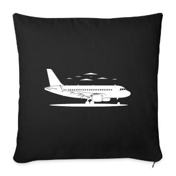 Airplane Sketch - Sofa pillowcase 17,3'' x 17,3'' (45 x 45 cm) - black - Front