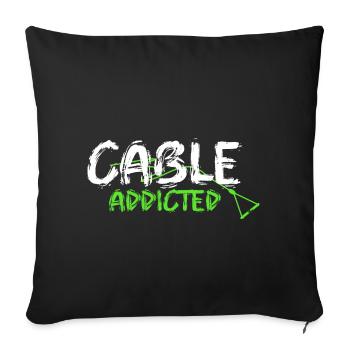 cable addicted wakeboard motiv Geschenk Boot Wake - Sofakissenbezug 45 x 45 cm - Schwarz - Vorne