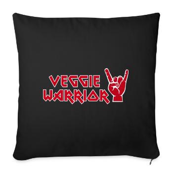 Veggie Warrior vegan métal rock à la main cool disant - Housse de coussin décorative 45 x 45 cm - noir - Devant