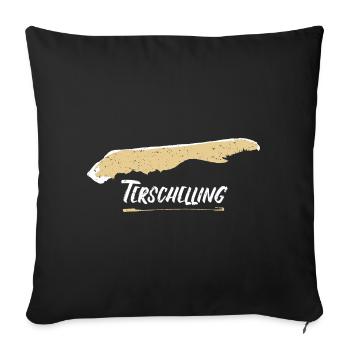 Terschelling | Vintage Landkarte Retro - Sofakissenbezug 45 x 45 cm - Schwarz - Vorne