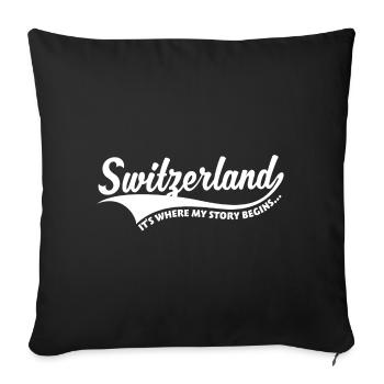 Switzerland story - Sofa pillowcase 17,3'' x 17,3'' (45 x 45 cm) - black - Front