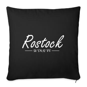 Koordinaten Rostock Norddeutschland Motiv - Sofakissenbezug 45 x 45 cm - Schwarz - Vorne