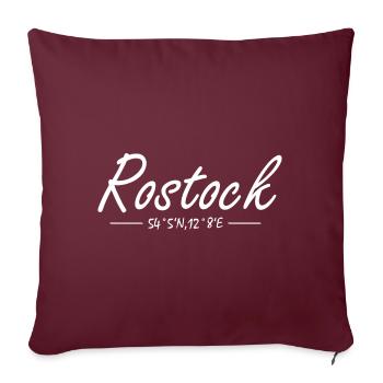 Koordinaten Rostock Norddeutschland Motiv - Sofakissenbezug 45 x 45 cm - Burgunderrot - Vorne